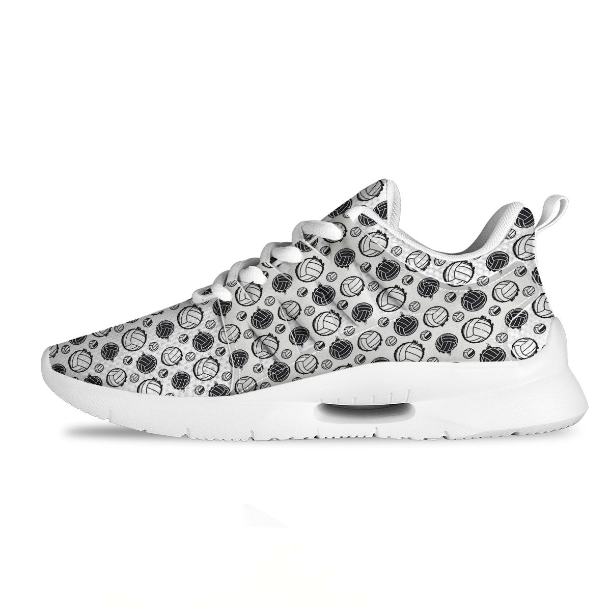 Volleyball White And Black Print Pattern Tennis Shoes-grizzshop