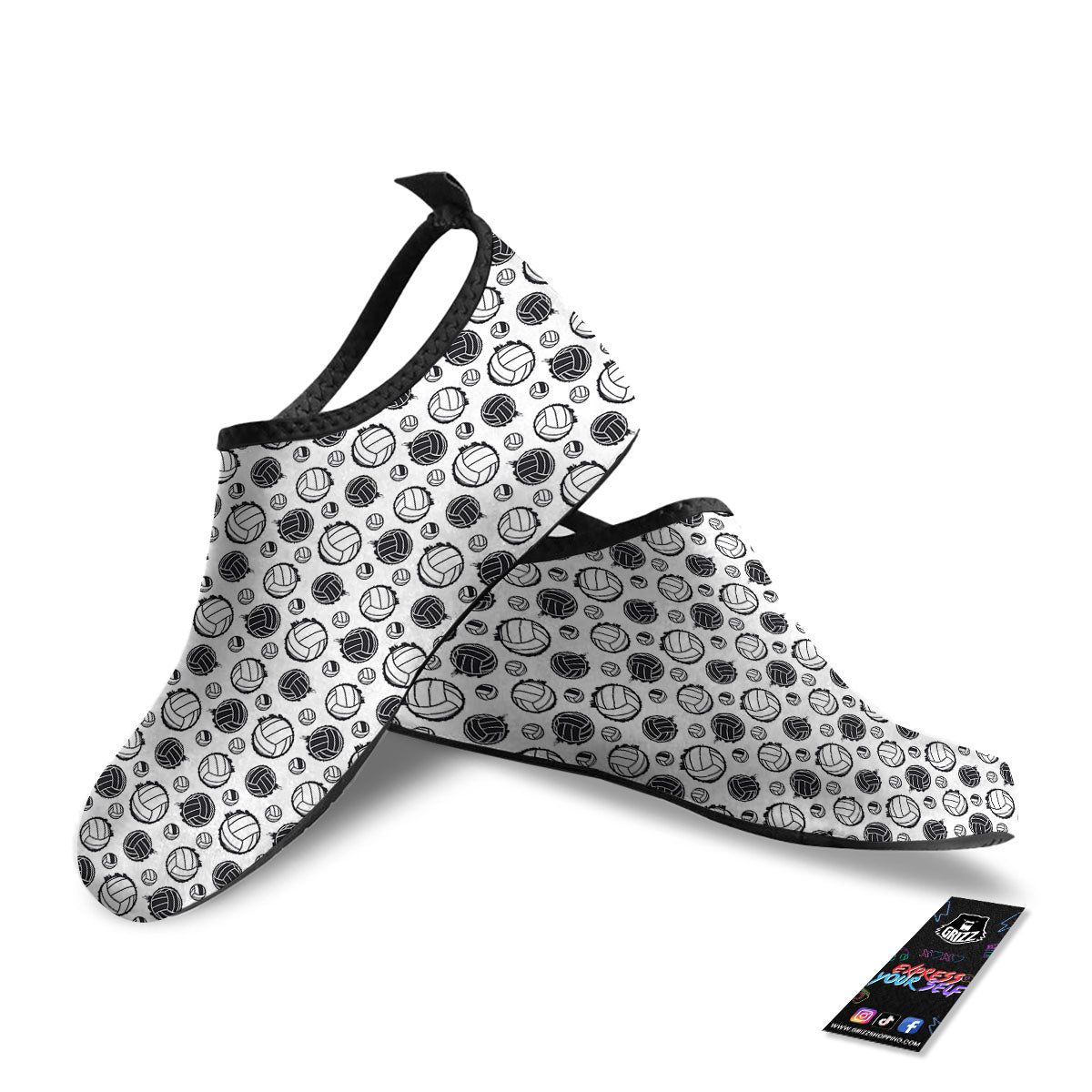 Volleyball White And Black Print Pattern Water Shoes-grizzshop