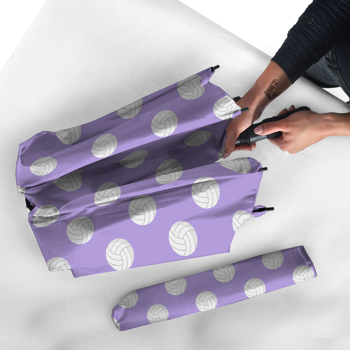 Volleyball White And Purple Print Pattern Umbrella-grizzshop