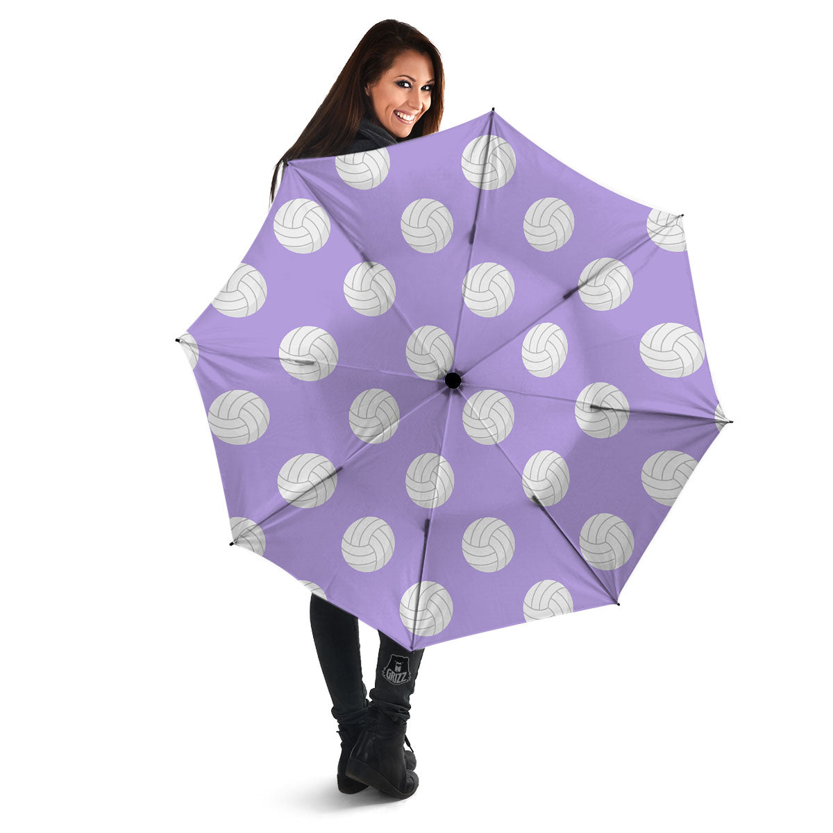 Volleyball White And Purple Print Pattern Umbrella-grizzshop