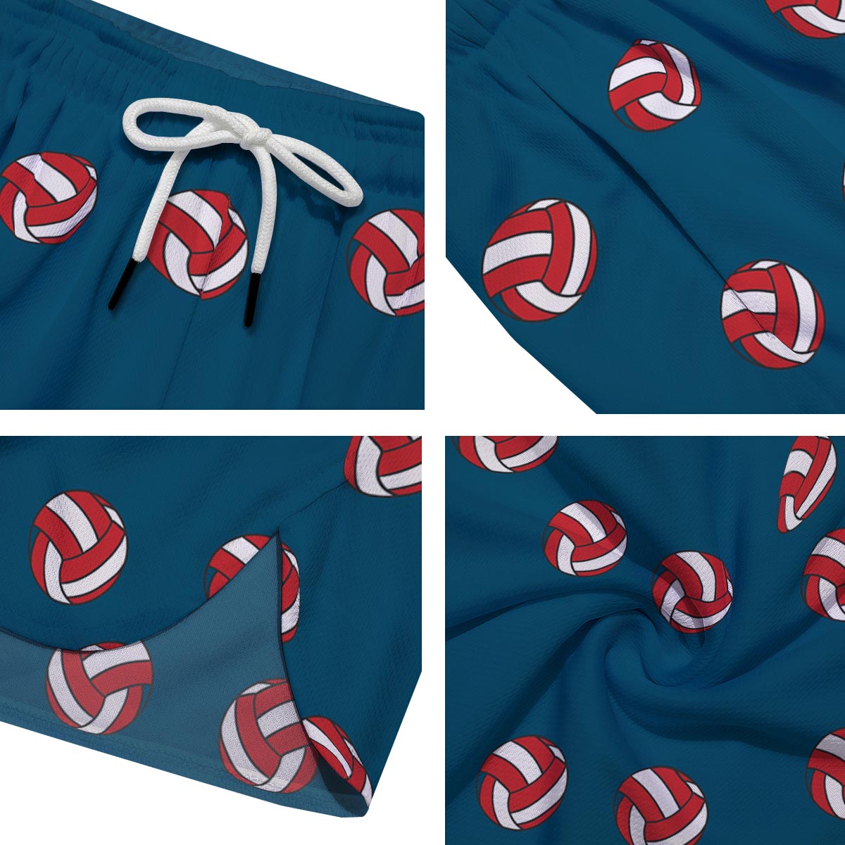 Volleyball White And Red Print Pattern Men's Running Shorts-grizzshop