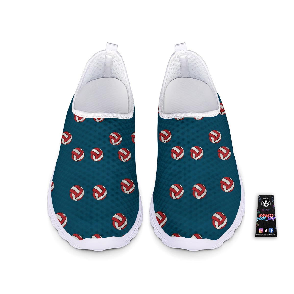 Volleyball White And Red Print Pattern Nurse Shoes-grizzshop