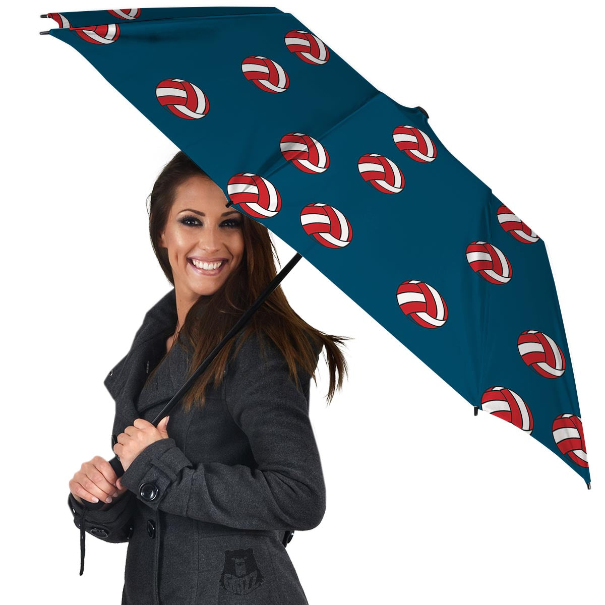 Volleyball White And Red Print Pattern Umbrella-grizzshop