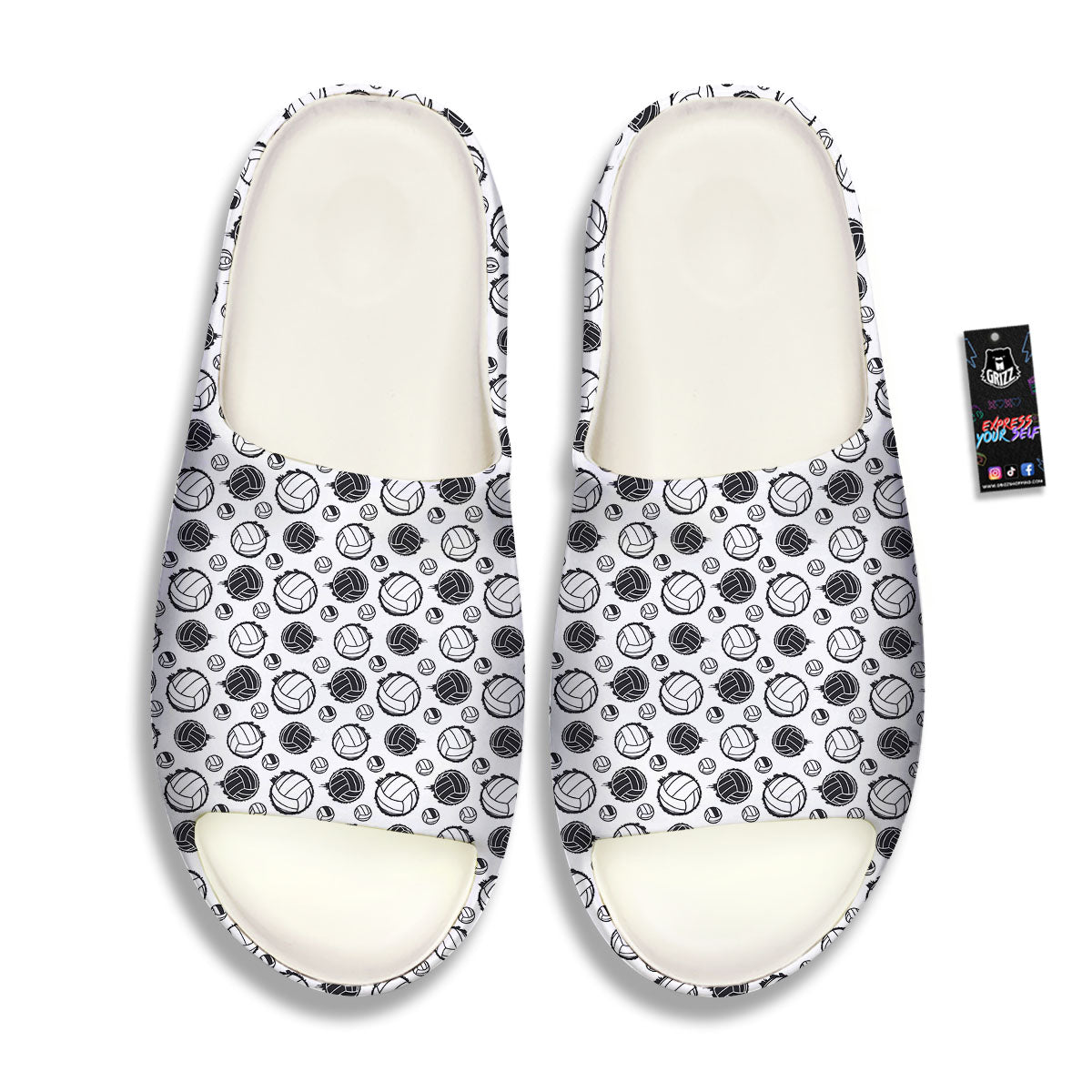 Volleyball White And Black Print Pattern Sandals-grizzshop