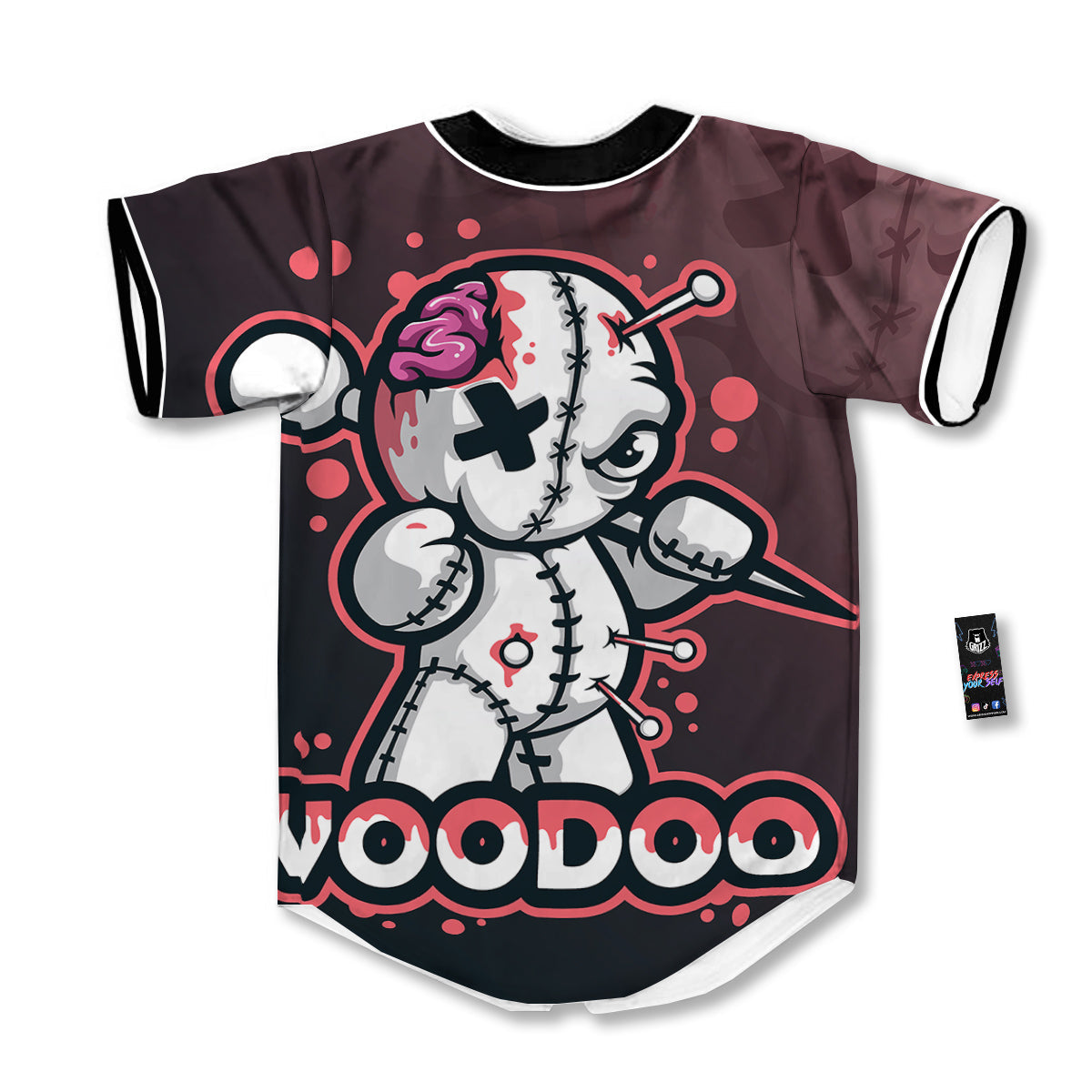 Voodoo Doll Cartoon Print Baseball Jersey-grizzshop