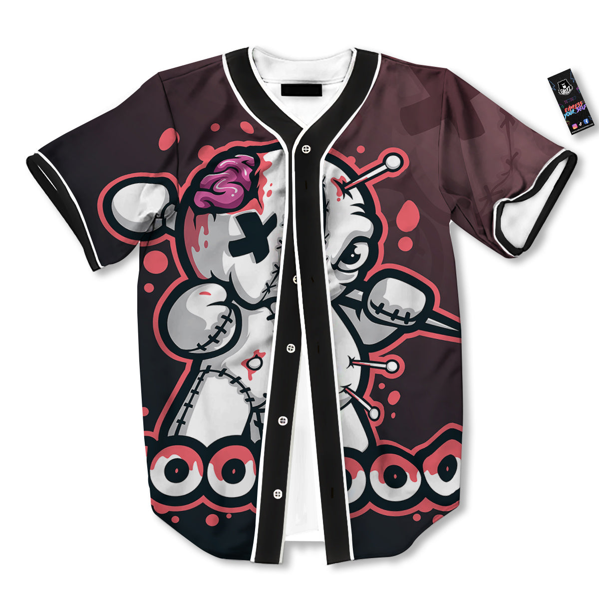Voodoo Doll Cartoon Print Baseball Jersey-grizzshop