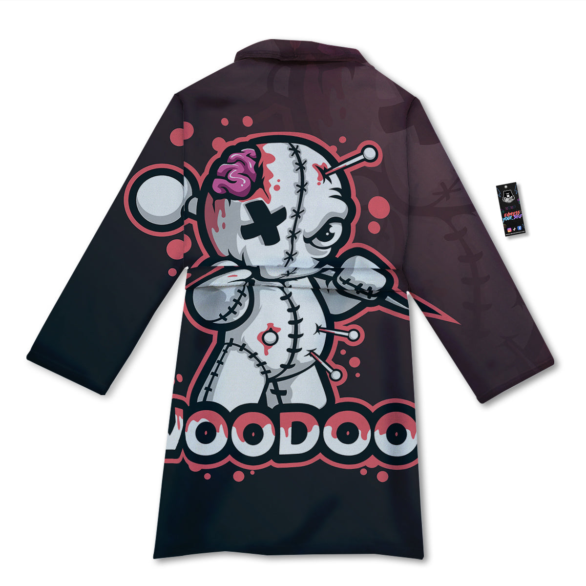 Voodoo Doll Cartoon Print Bathrobe-grizzshop
