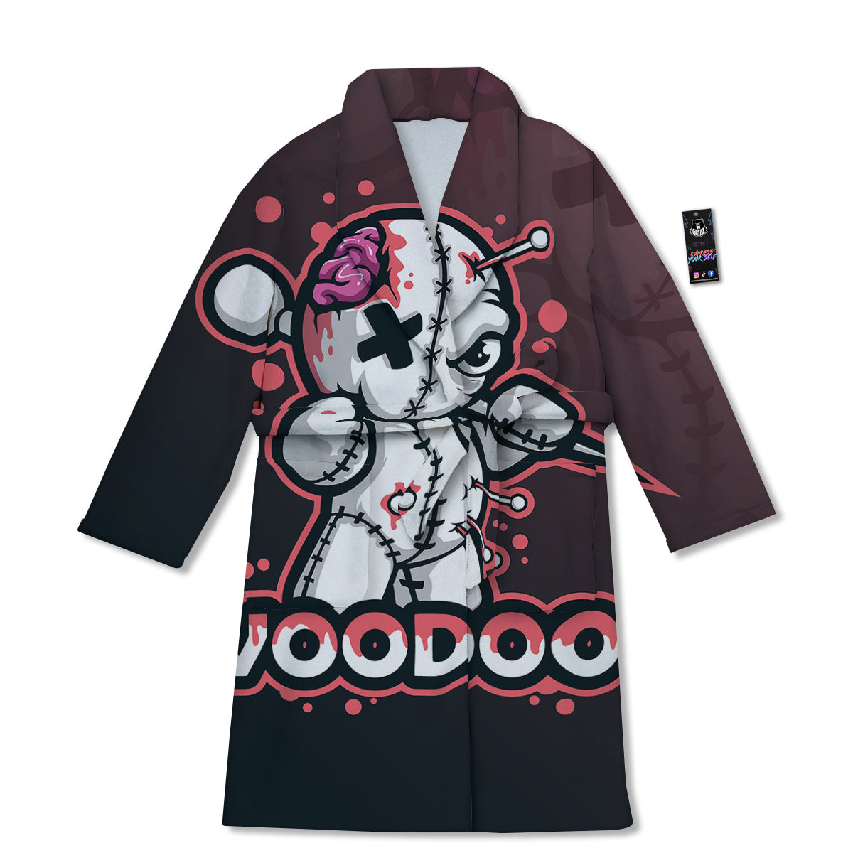 Voodoo Doll Cartoon Print Bathrobe-grizzshop