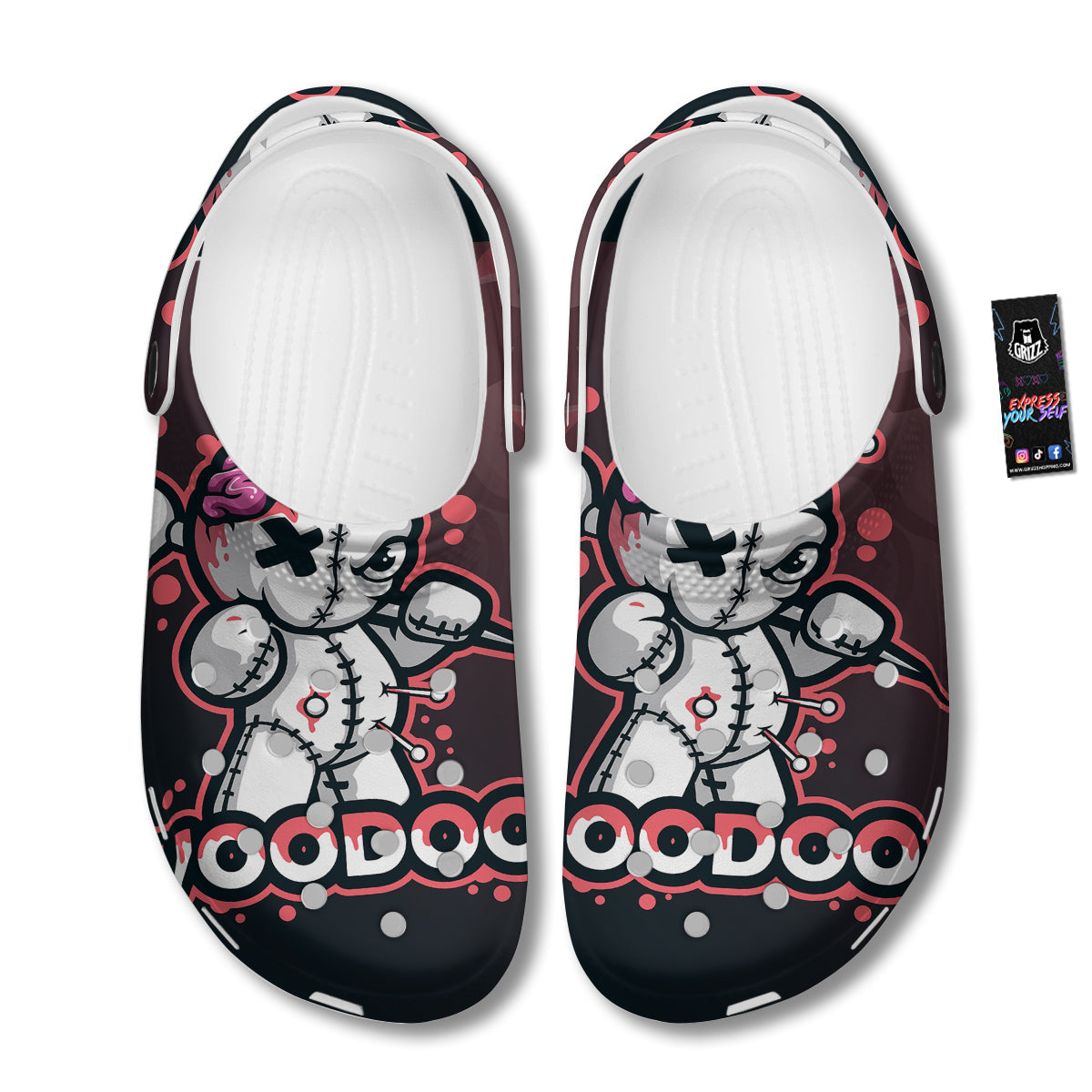 Voodoo Doll Cartoon Print Clog-grizzshop