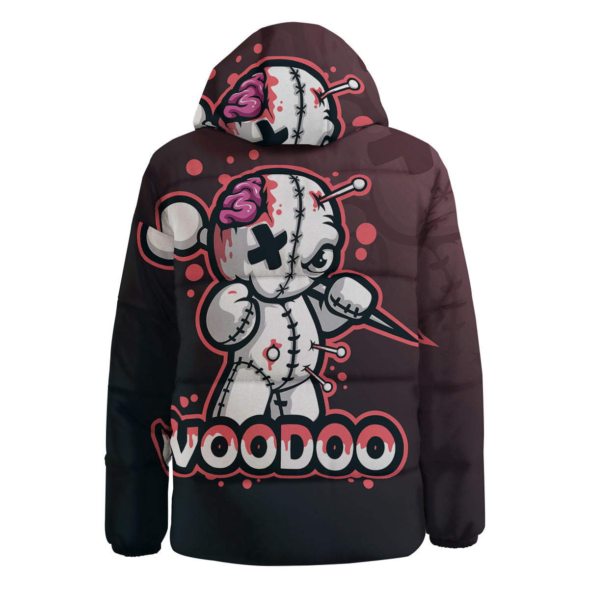Voodoo Doll Cartoon Print Down Jacket-grizzshop