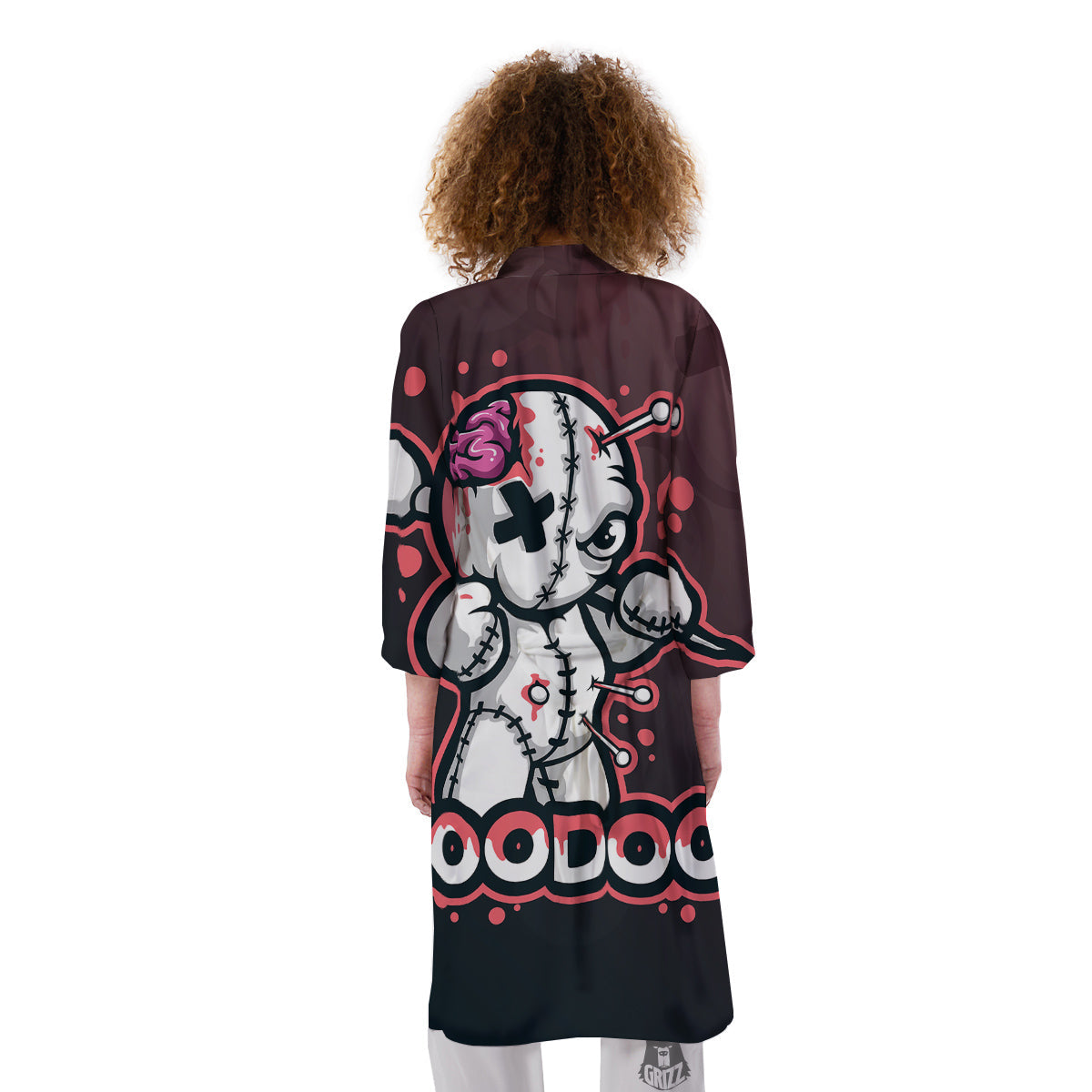 Voodoo Doll Cartoon Print Kimono-grizzshop