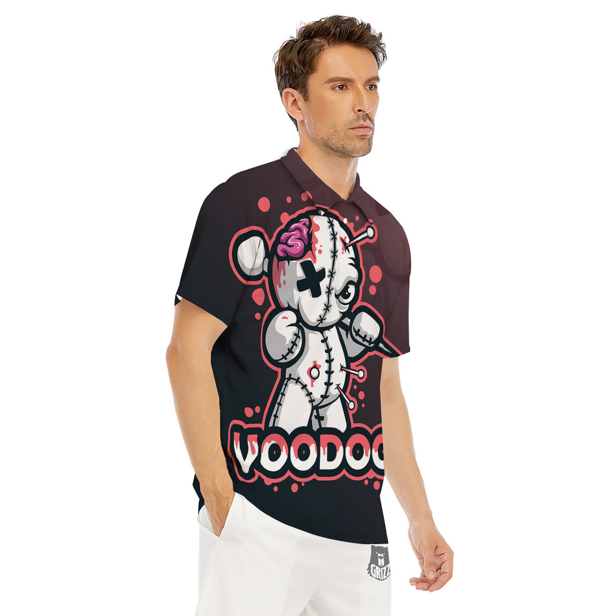 Voodoo Doll Cartoon Print Men's Golf Shirts-grizzshop