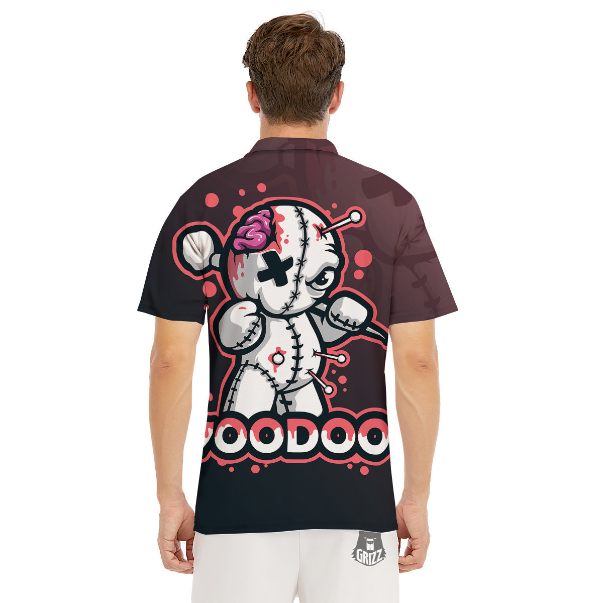 Voodoo Doll Cartoon Print Men's Golf Shirts-grizzshop