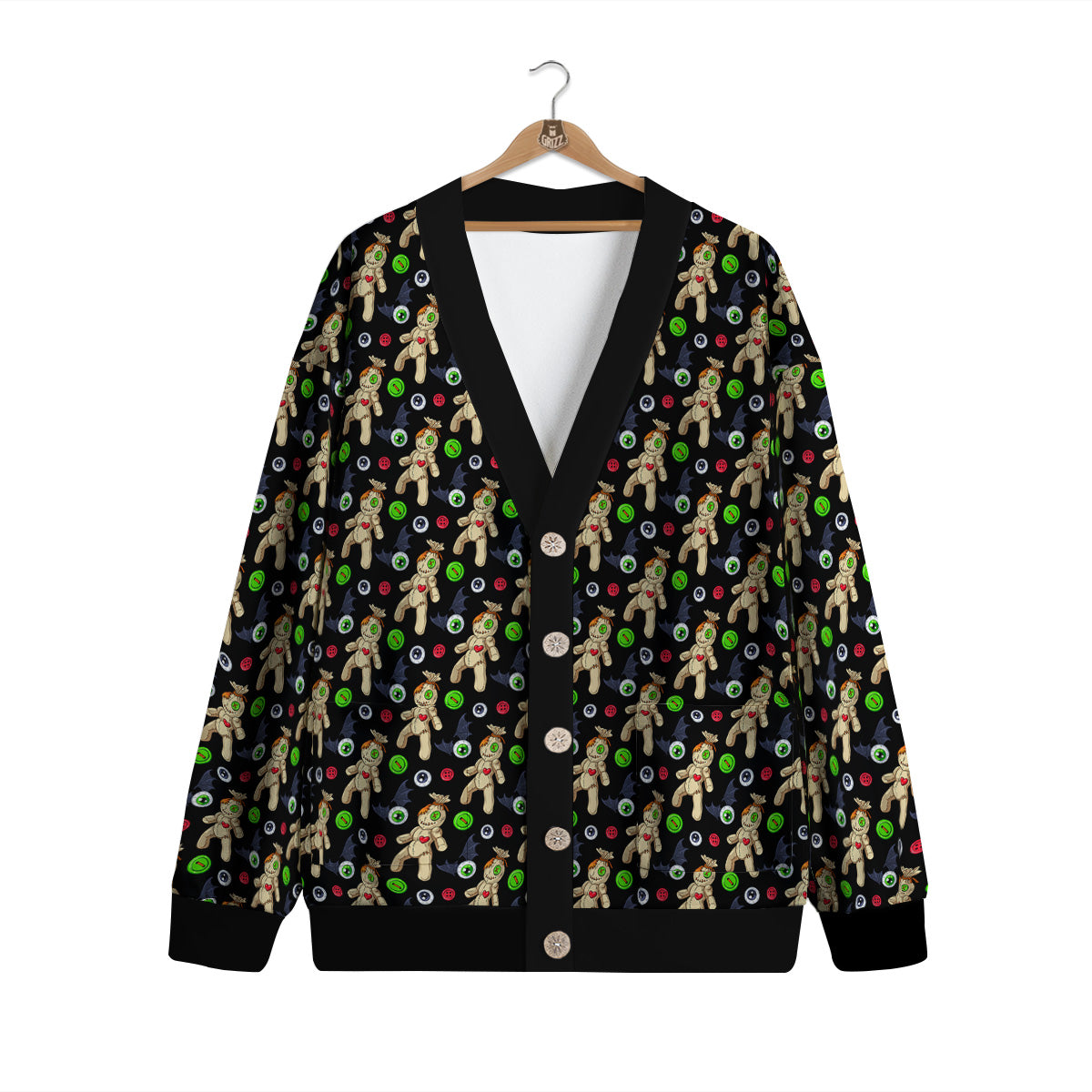 Voodoo Doll Cartoon Print Pattern Cardigan-grizzshop