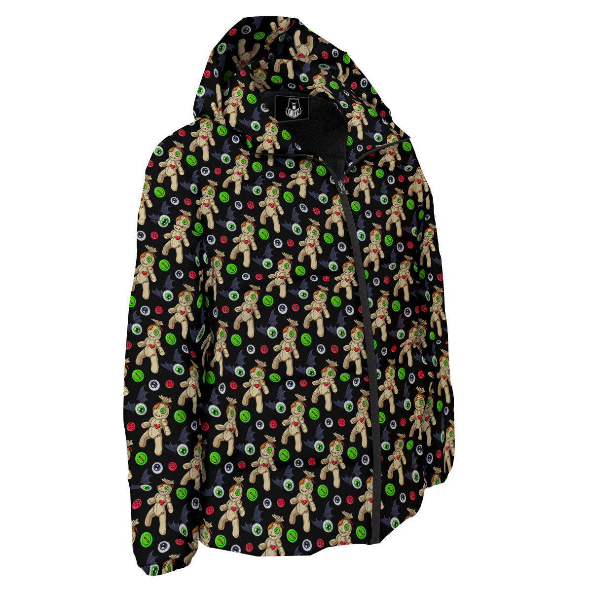 Voodoo Doll Cartoon Print Pattern Down Jacket-grizzshop