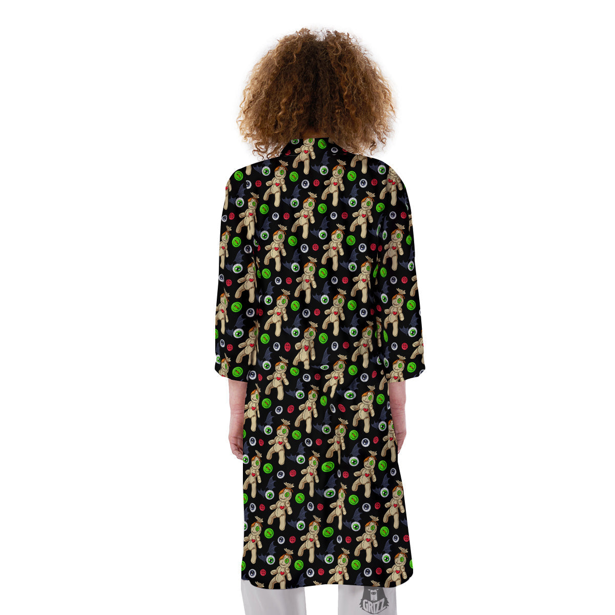 Voodoo Doll Cartoon Print Pattern Kimono-grizzshop