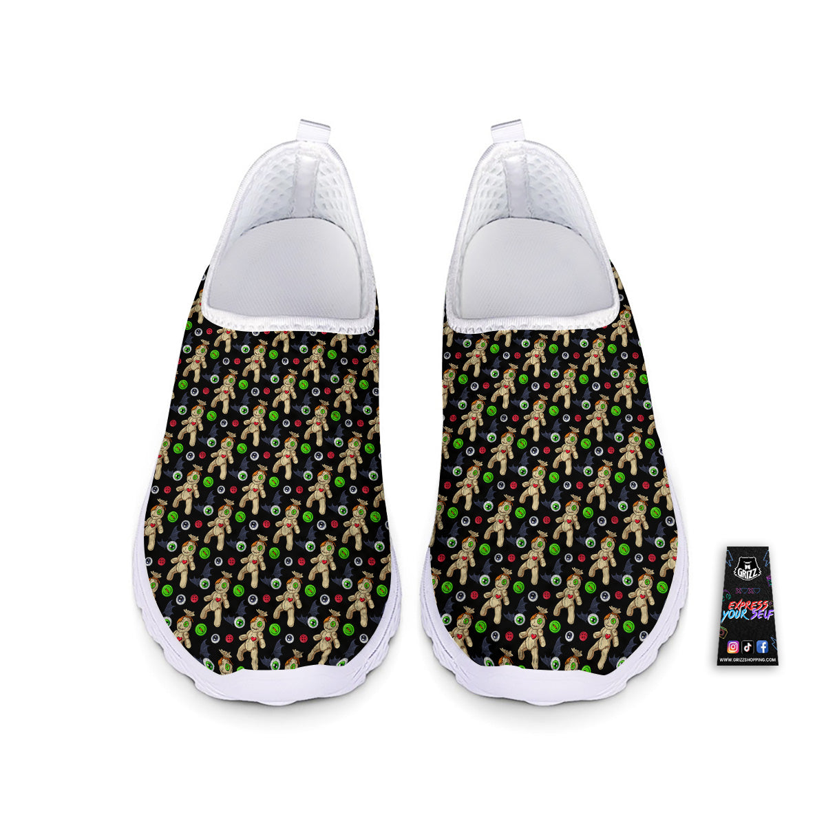 Voodoo Doll Cartoon Print Pattern Nurse Shoes-grizzshop