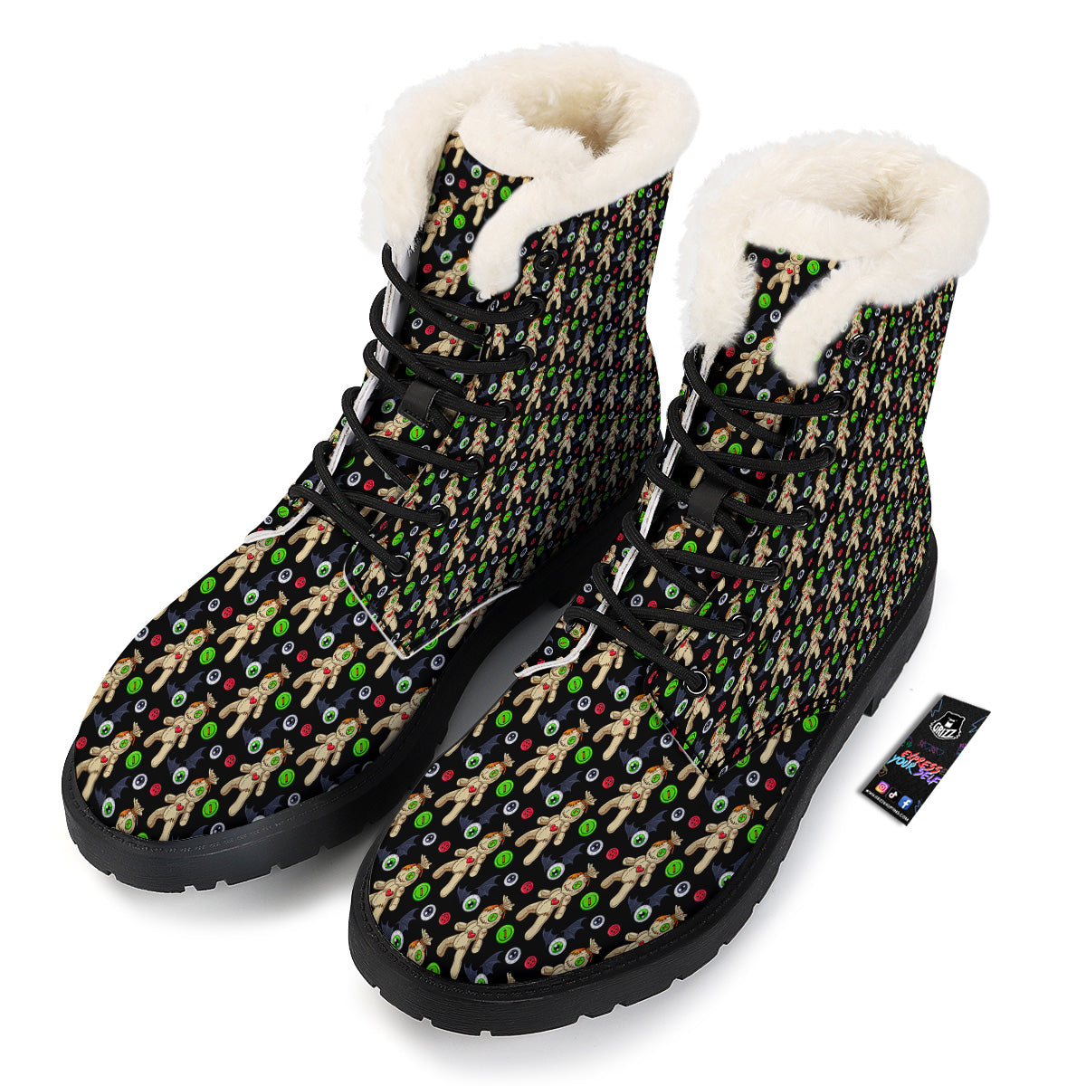 Voodoo Doll Cartoon Print Pattern Winter Boots-grizzshop
