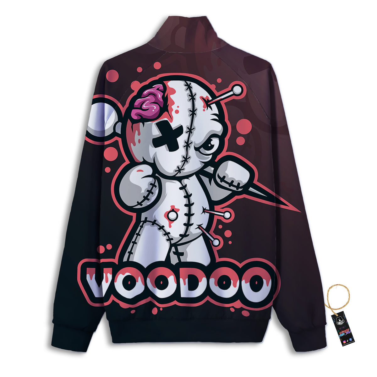 Voodoo Doll Cartoon Print Track Jacket-grizzshop