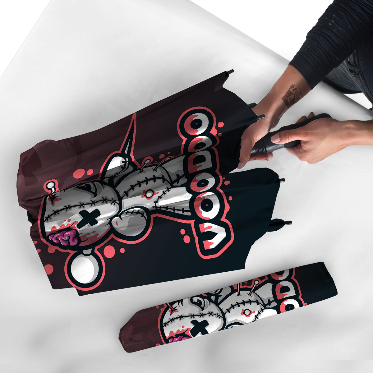 Voodoo Doll Cartoon Print Umbrella-grizzshop