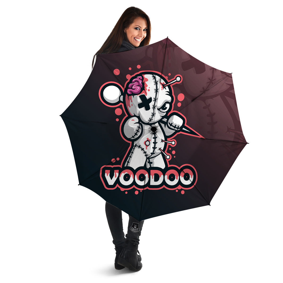 Voodoo Doll Cartoon Print Umbrella-grizzshop