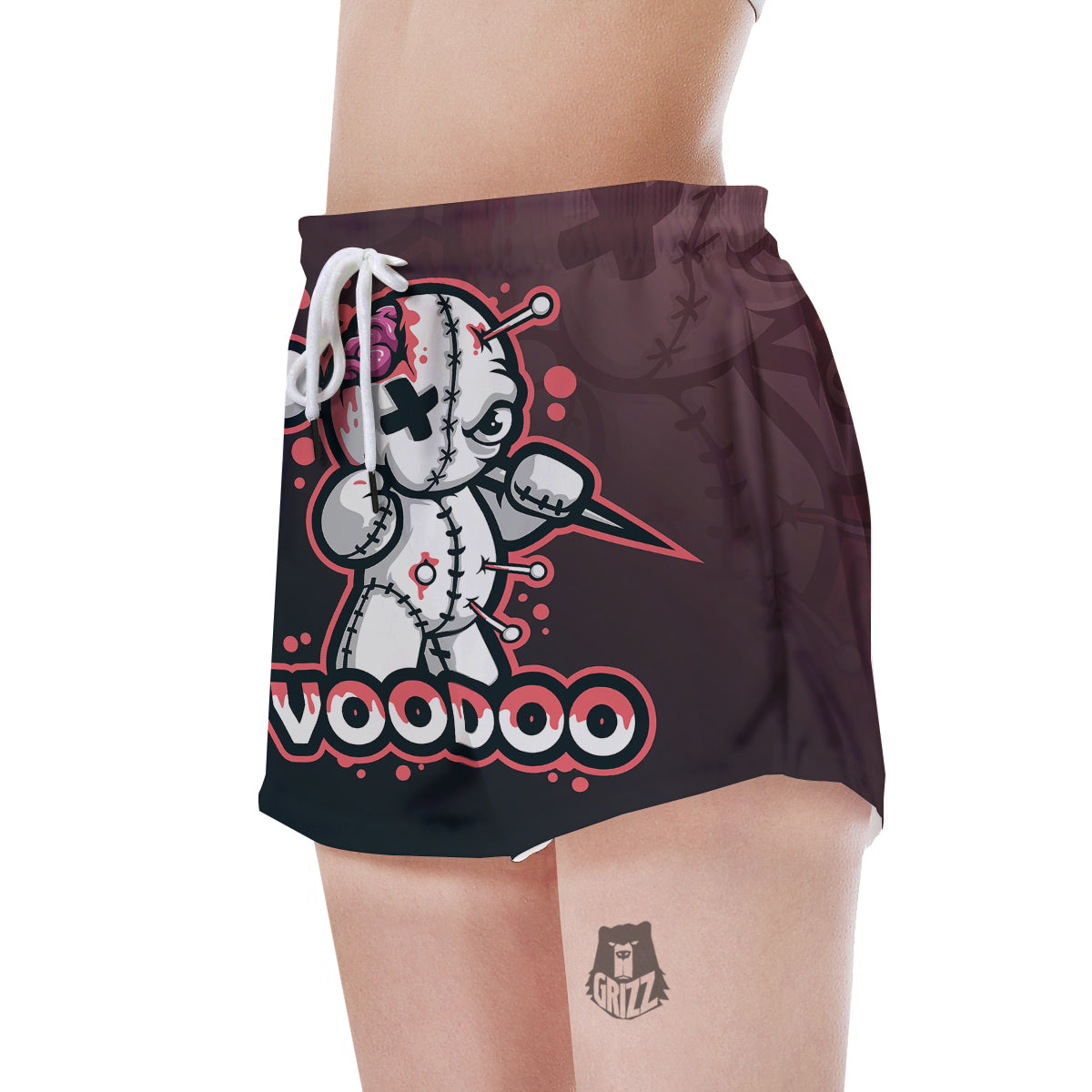 Voodoo Doll Cartoon Print Women's Shorts-grizzshop