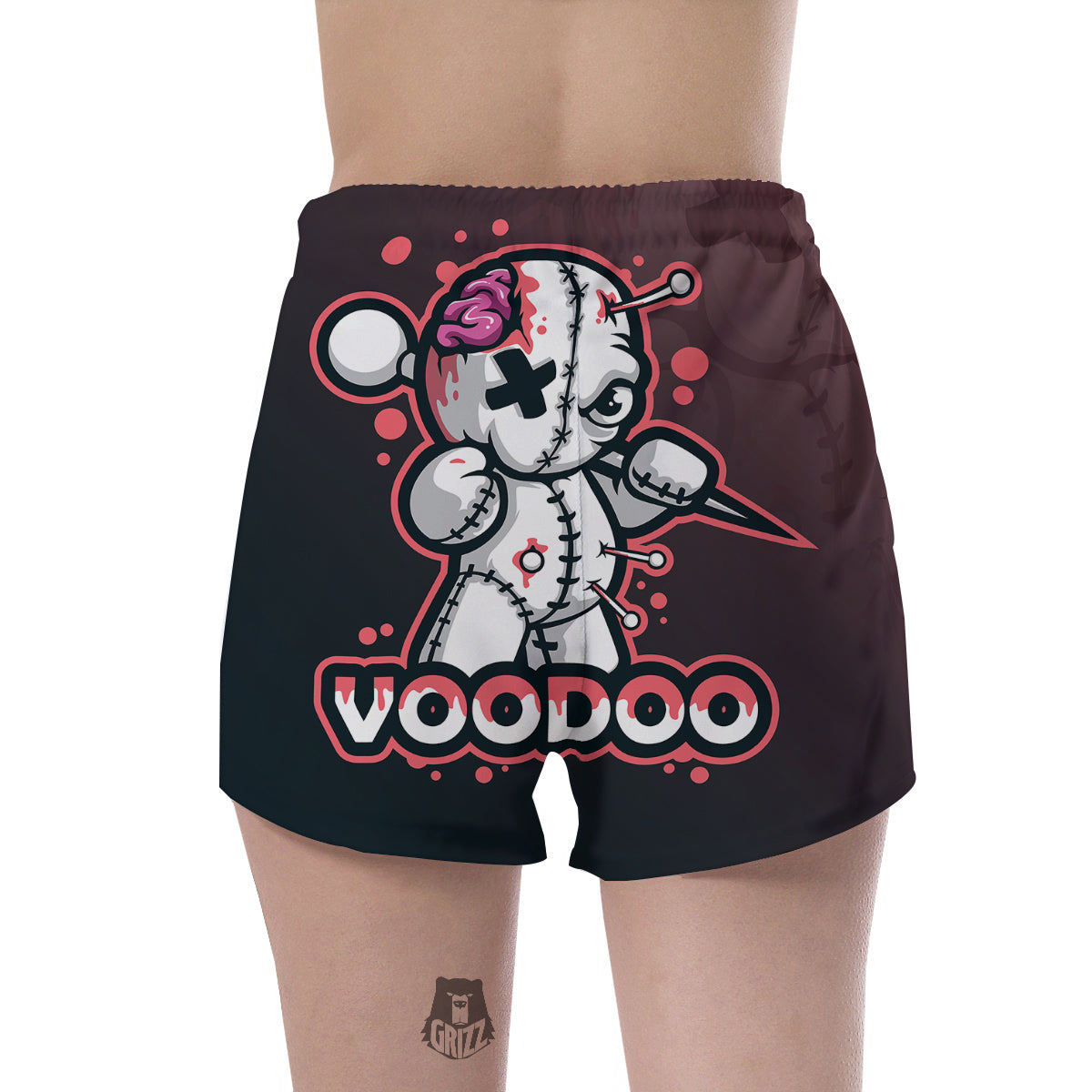 Voodoo Doll Cartoon Print Women's Shorts-grizzshop