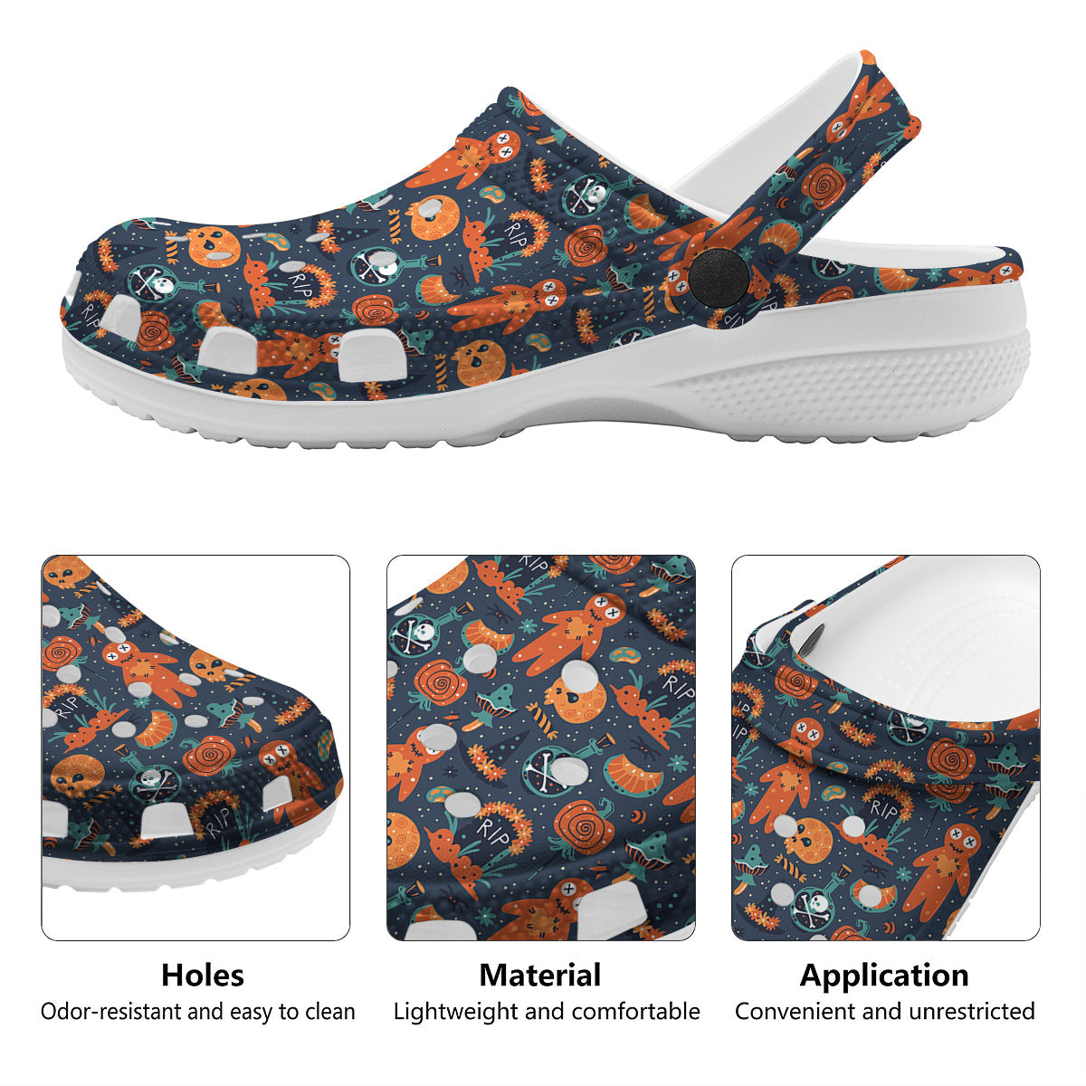 Voodoo Doll Halloween Print Pattern Clog-grizzshop