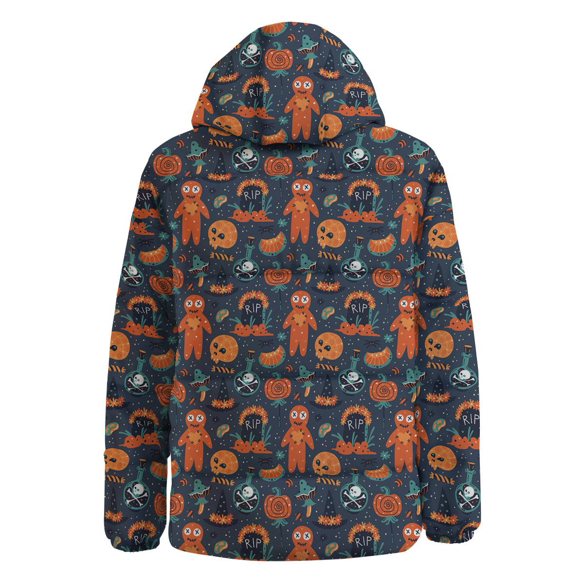 Voodoo Doll Halloween Print Pattern Down Jacket-grizzshop