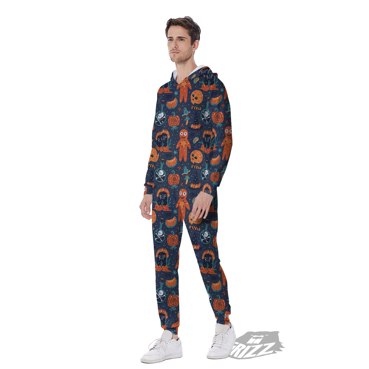 Voodoo Doll Halloween Print Pattern Men's Jumpsuit-grizzshop