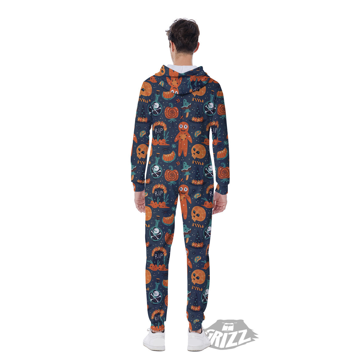 Voodoo Doll Halloween Print Pattern Men's Jumpsuit-grizzshop