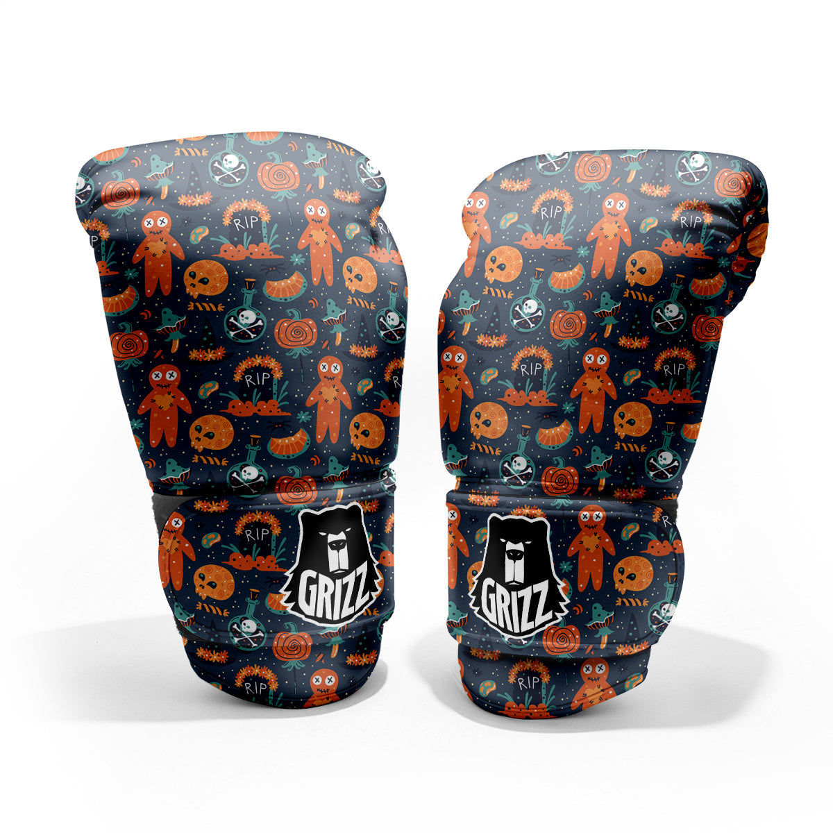 Voodoo Doll Halloween Print Pattern Pro Boxing Glove