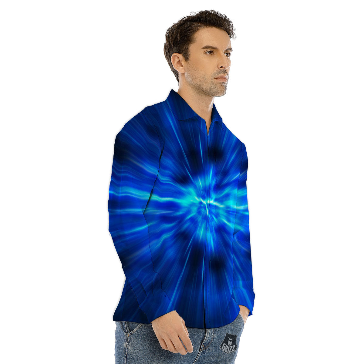 Vortex Lightspeed Print Men's Dress Shirts-grizzshop