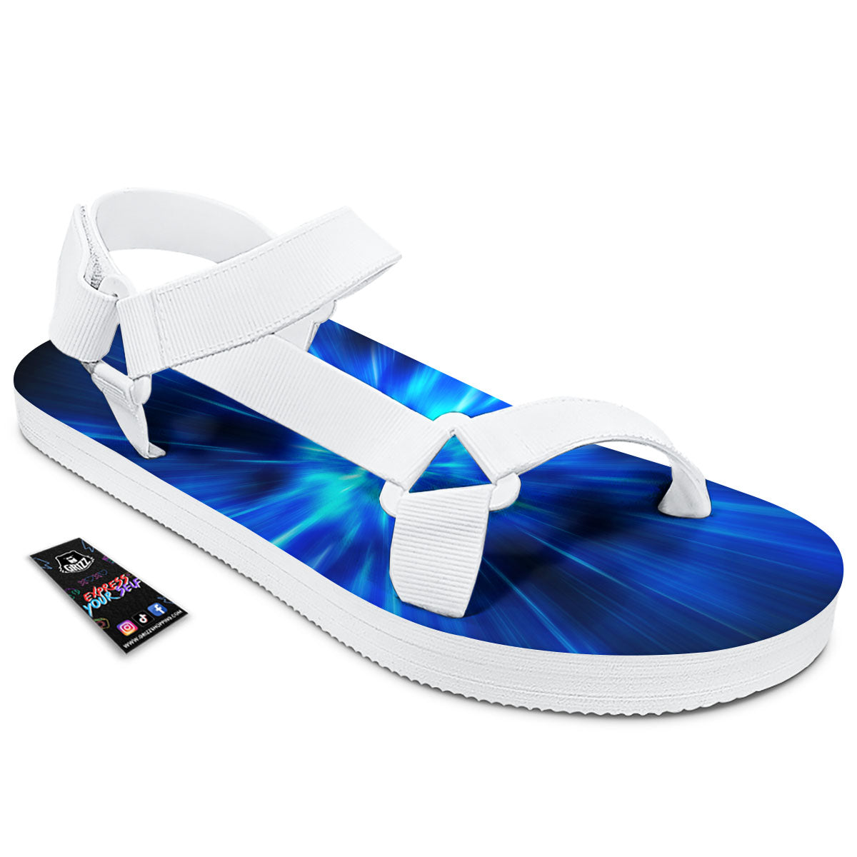 Vortex Lightspeed Print White Open Toe Sandals-grizzshop