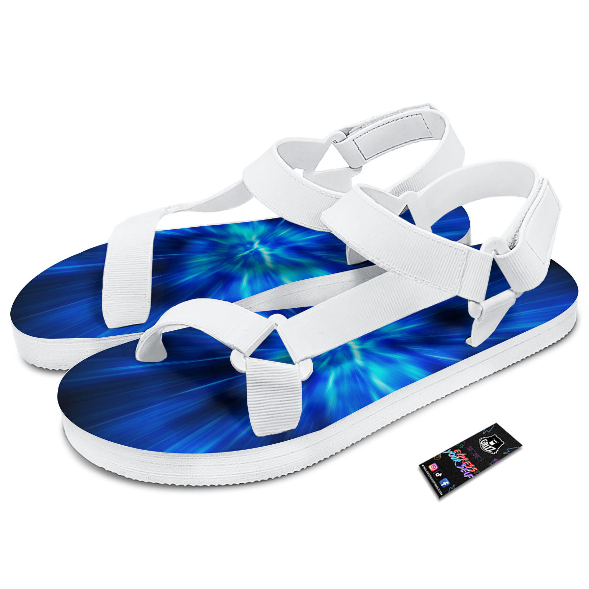 Vortex Lightspeed Print White Open Toe Sandals-grizzshop