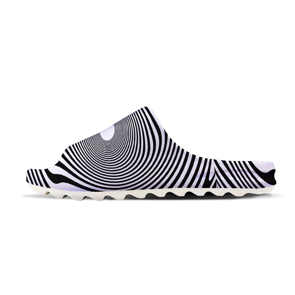 Vortex Swirl White And Black Print Sandals-grizzshop