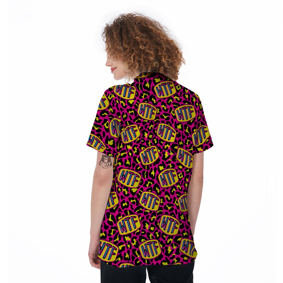 WTF Cheetah Hiphop Graffiti Print Women's Golf Shirts-grizzshop
