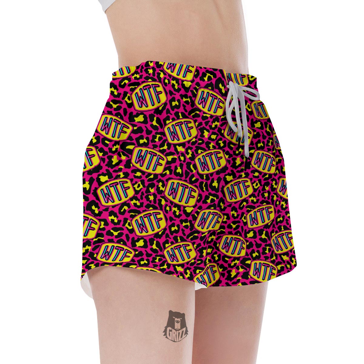 WTF Cheetah Hiphop Graffiti Print Women's Shorts-grizzshop