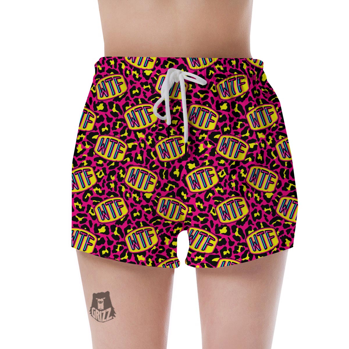 WTF Cheetah Hiphop Graffiti Print Women's Shorts-grizzshop
