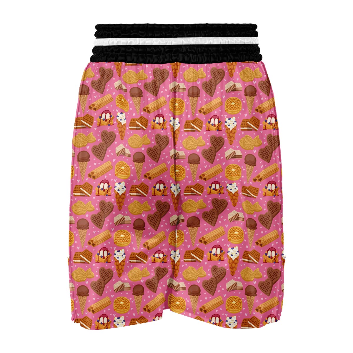 Waffle Dessert Pattern Print Boxing Shorts-grizzshop
