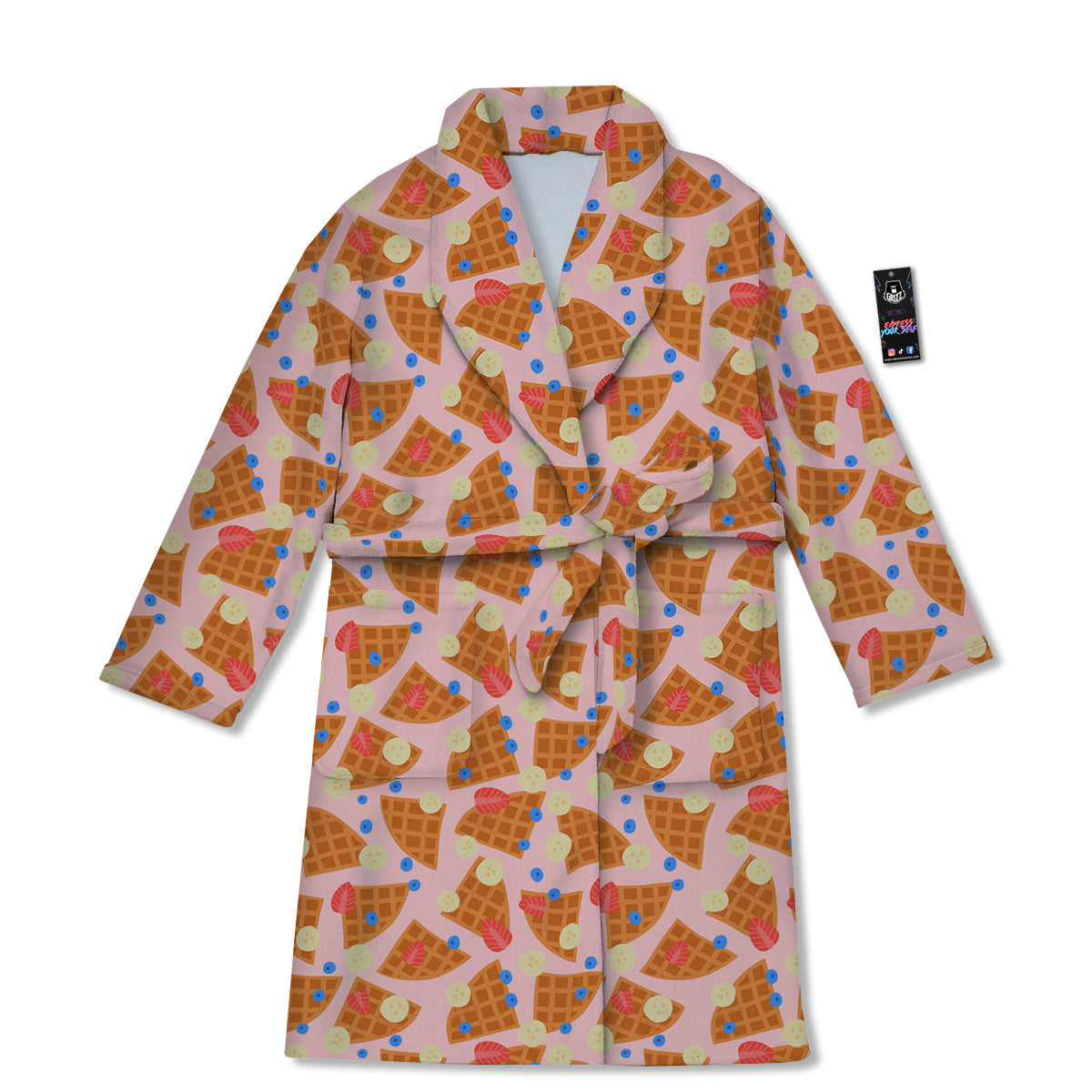 Waffle Print Cute Pattern Bathrobe-grizzshop