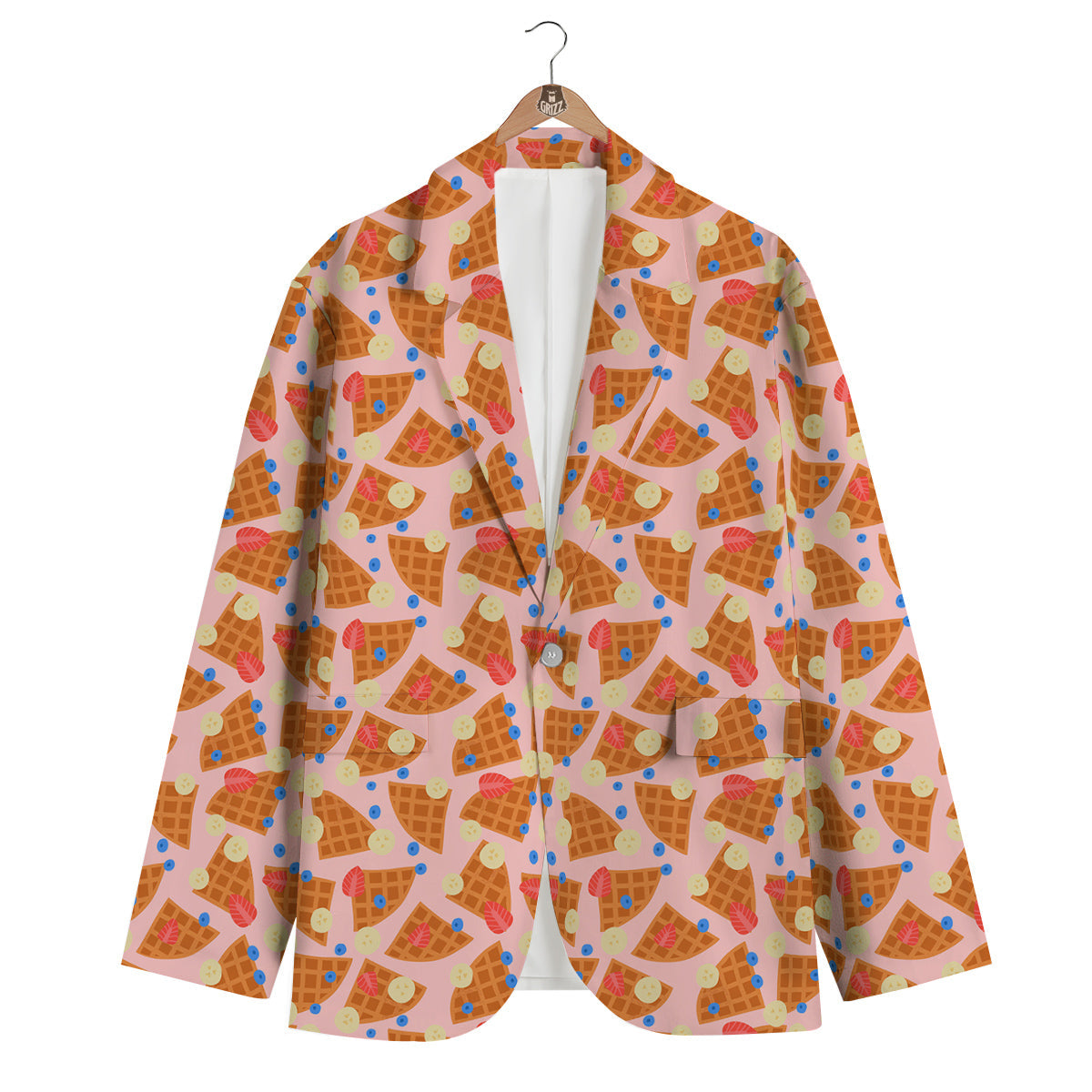 Waffle Print Cute Pattern Men's Blazer-grizzshop