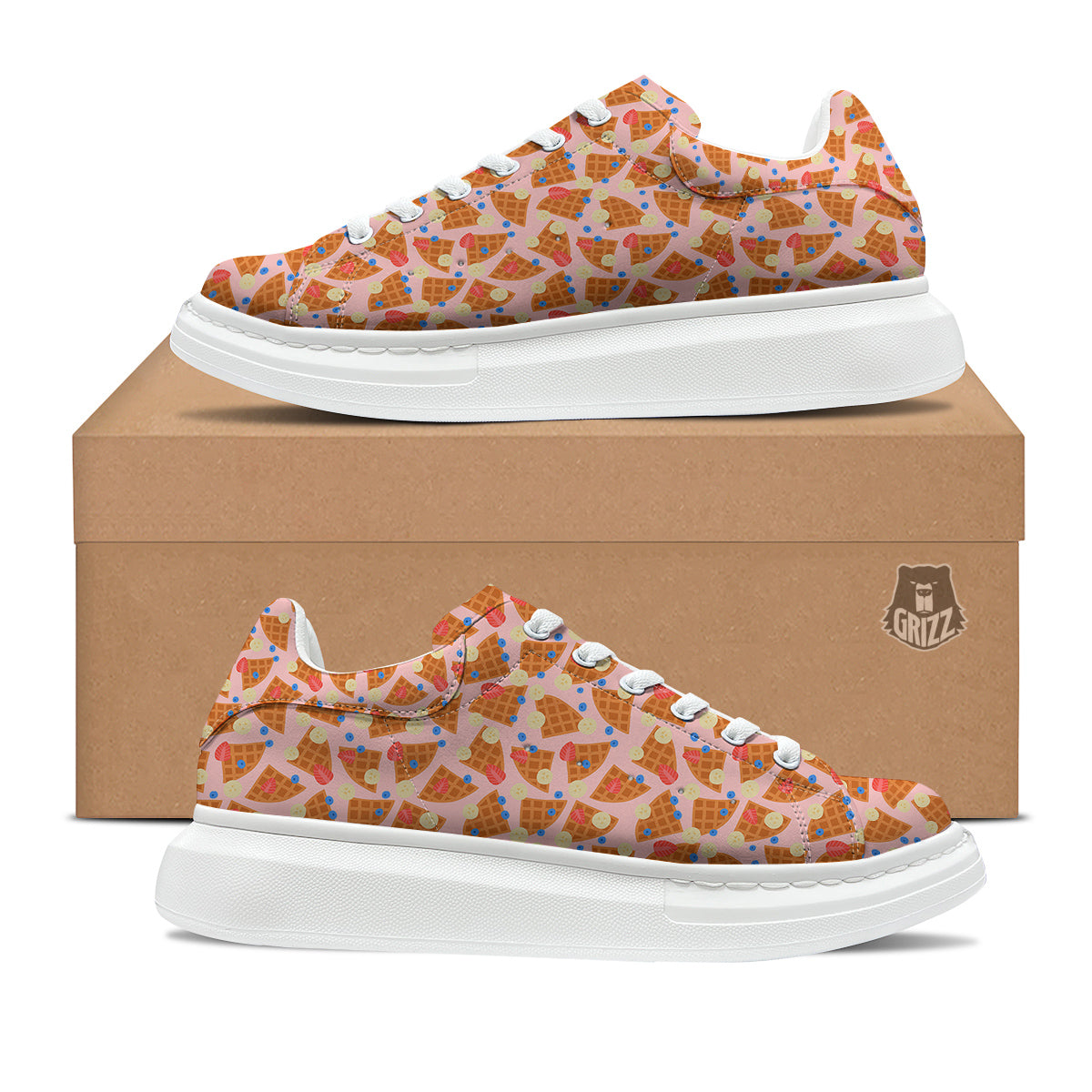 Waffle Print Cute Pattern Platform Shoes-grizzshop