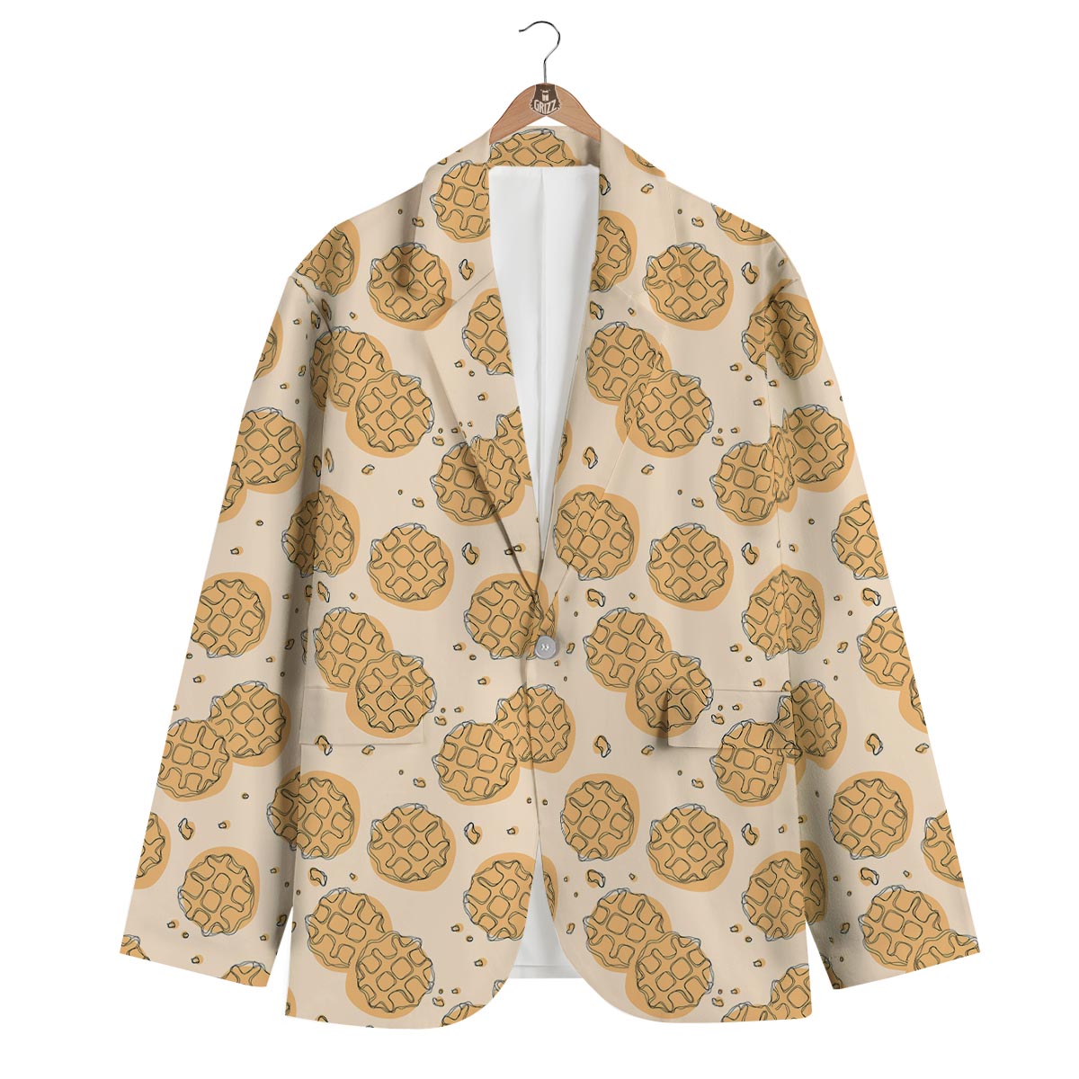 Waffle Print Pattern Men's Blazer-grizzshop