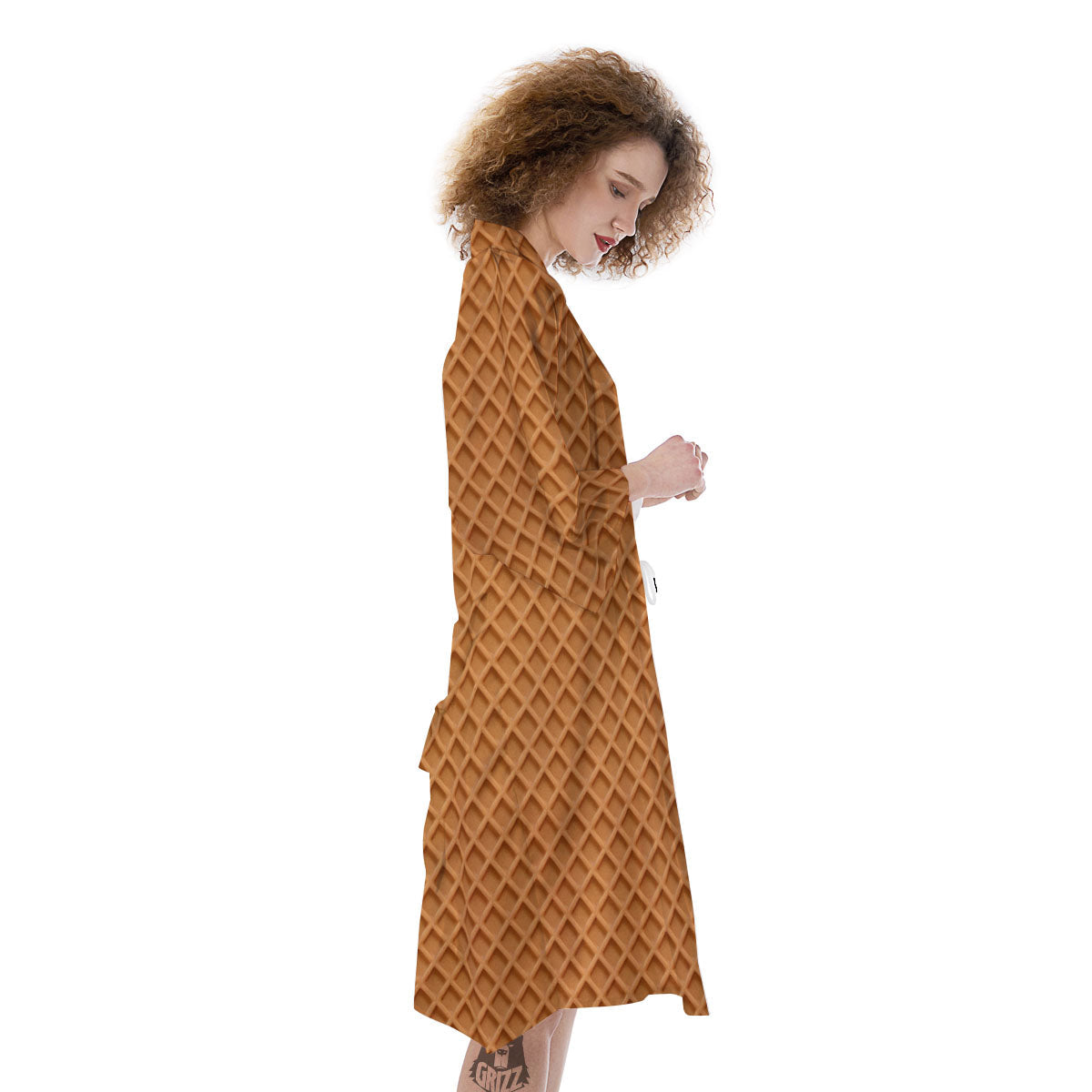 Waffles Print Kimono-grizzshop