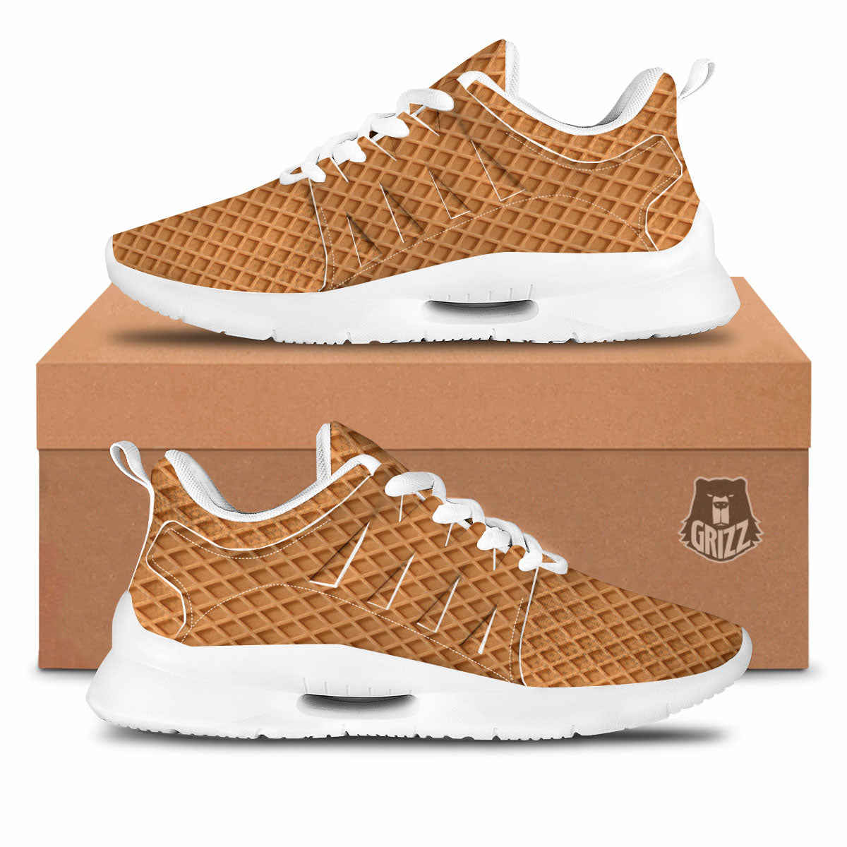 Waffles Print Tennis Shoes-grizzshop
