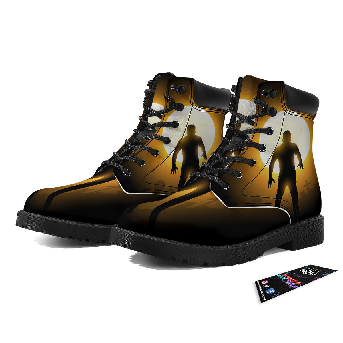 Walking Zombie Halloween Print Boots-grizzshop