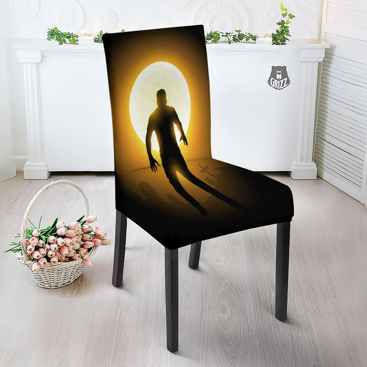 Walking Zombie Halloween Print Dining Chair Slipcover-grizzshop