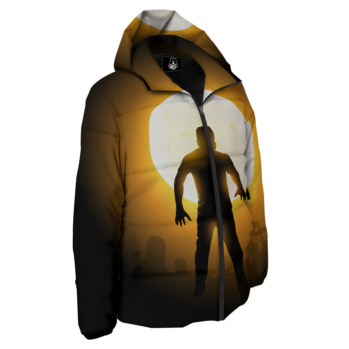 Walking Zombie Halloween Print Down Jacket-grizzshop