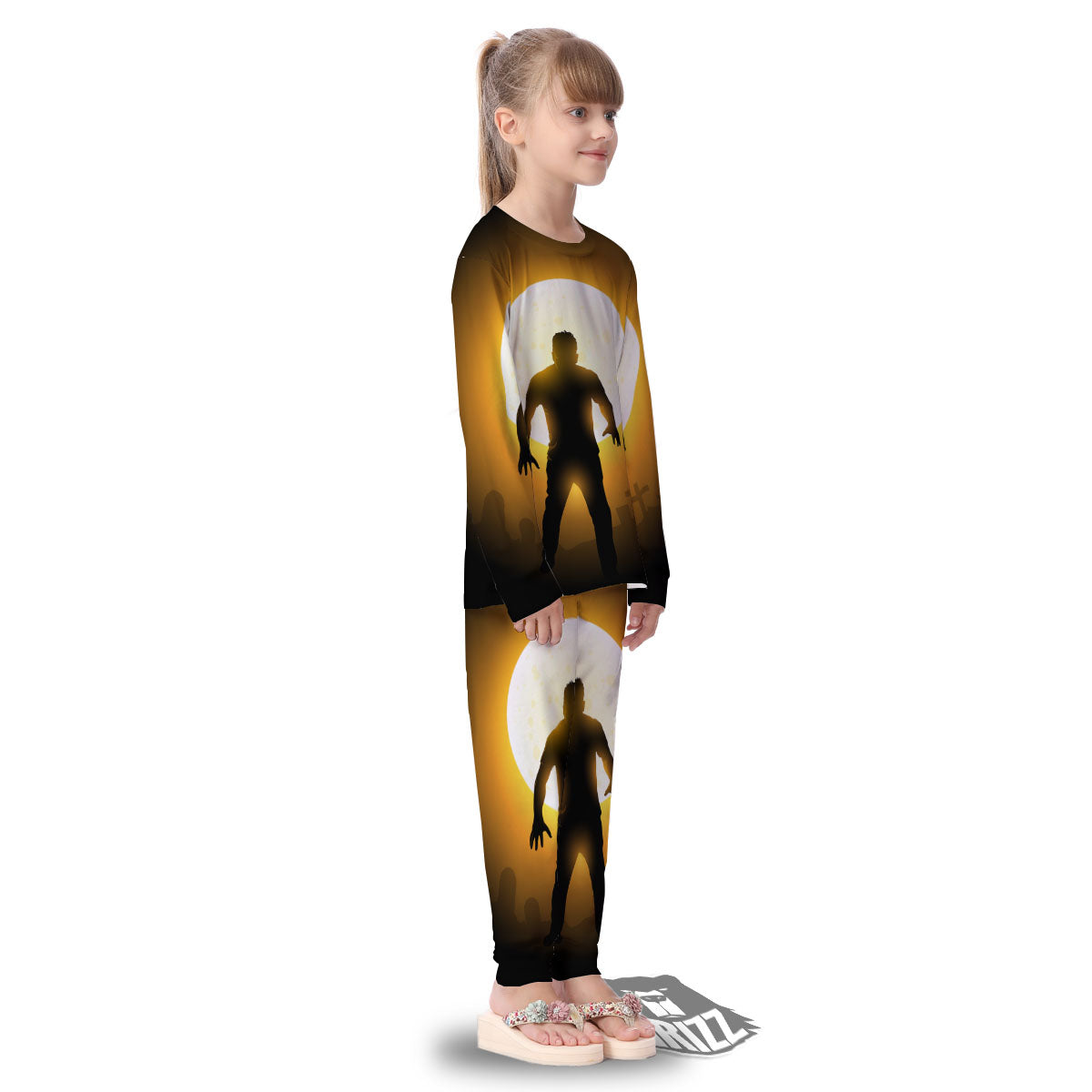 Walking Zombie Halloween Print Kid's Pajamas-grizzshop